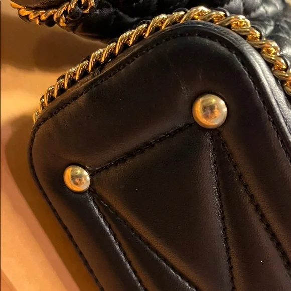 Moschino Black Quilted Mini Jacket Bag with Gold Chain Trim - Picture 9 of 14